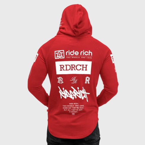 Ride Rich GP Scoop Motorcycle Hoodie - Red